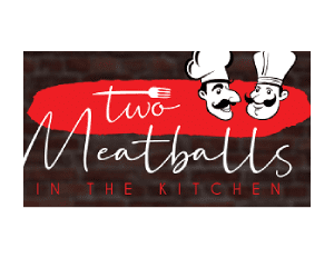 Two meatballs in the kitchen logo