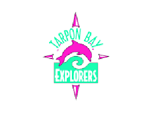 A pink dolphin is on the logo of tarpon bay explorers.